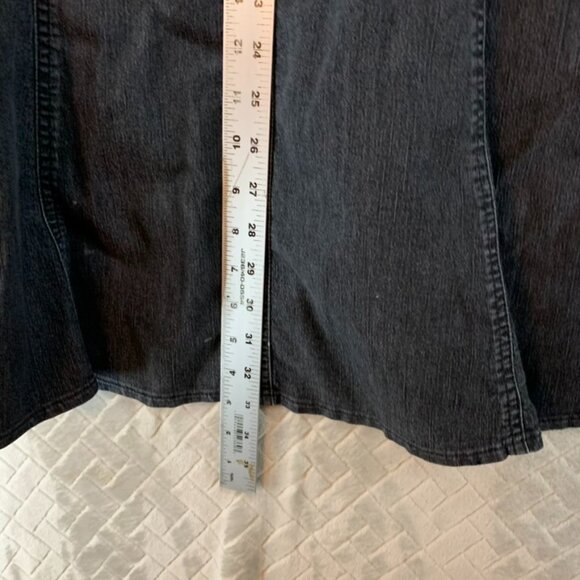 Larry Levine Women 10 Denim Midi Skirt Faded Black Flare Western Coastal Cowgirl - Picture 11 of 16